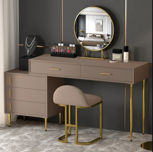 Arvell Vanita Modern Tuvalet Masası Mavi Set